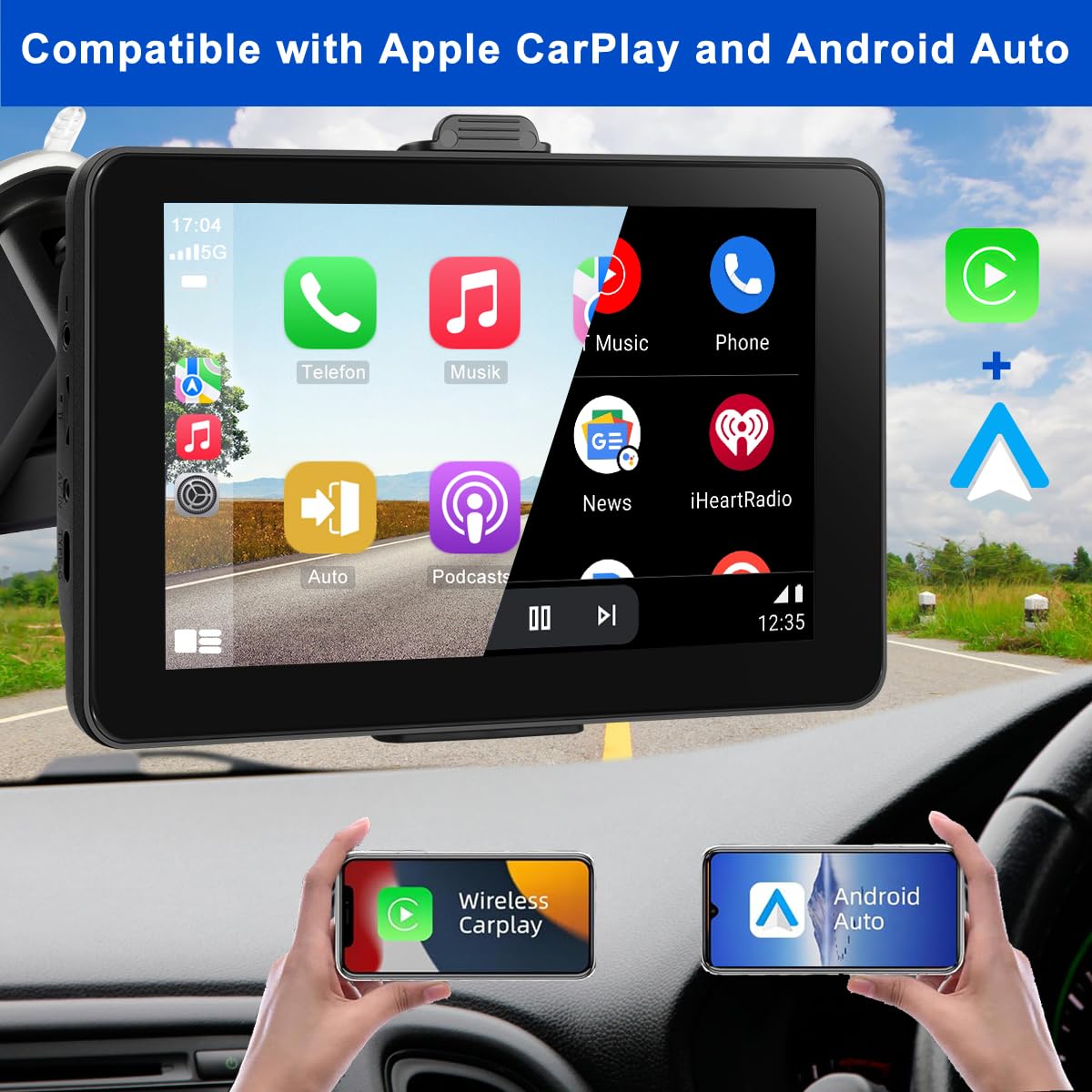 Amazon.com: 7-inch Portable Carplay Screen for Car Compatable with